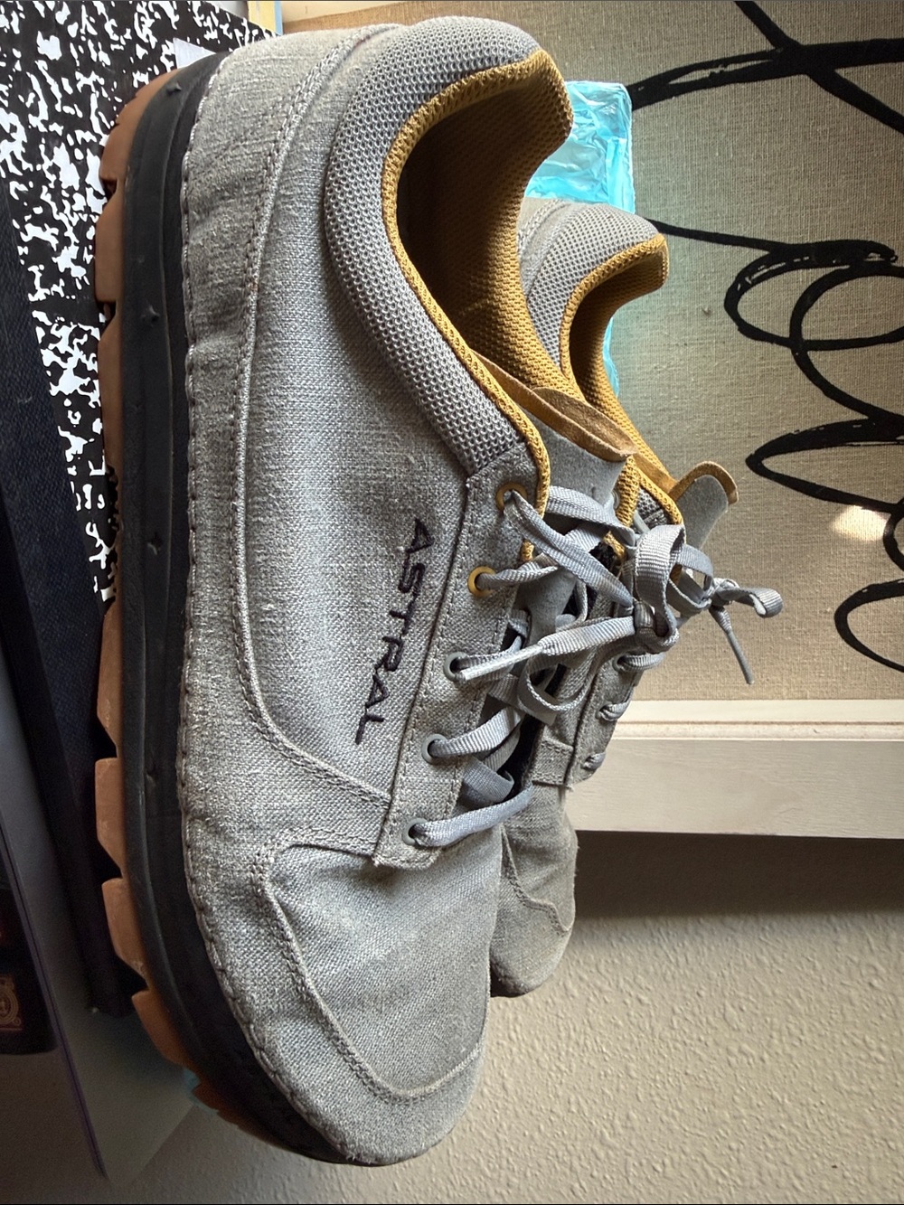 ASTRAL Men’s Gray Canvas Sneakers with Tan Lining